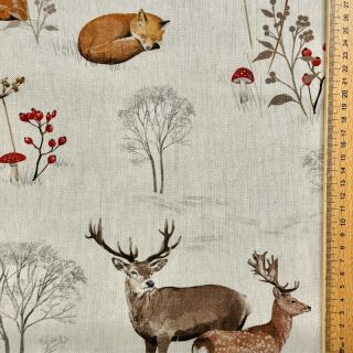 Dekorativno blago Linenlook Winter Forest Animals digital print