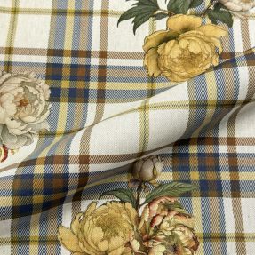 Dekorativno blago Linenlook Classic Peony Check digital print