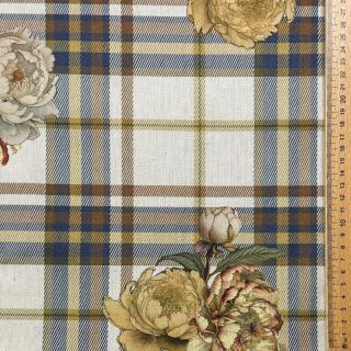 Dekorativno blago Linenlook Classic Peony Check digital print