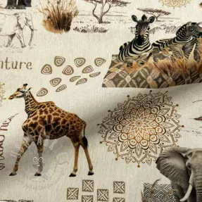 Dekorativno blago Linenlook Wildlife Safari Trip digital print