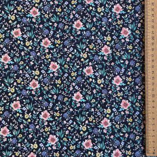 Bombažna tkanina Flowers Tara navy design B digital print