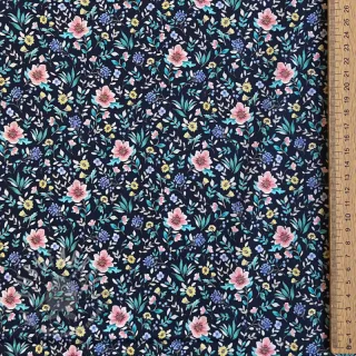 Bombažna tkanina Flowers Tara navy design B digital print