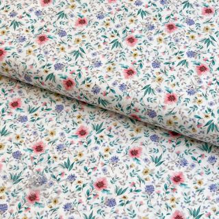 Bombažna tkanina Flowers Tara off white design B digital print
