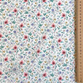 Bombažna tkanina Flowers Tara off white design B digital print