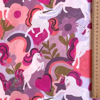 Bombažna tkanina Unicorns mauve digital print