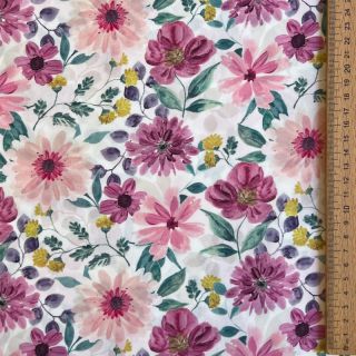 Bombažna tkanina Flower Sonja mauve digital print