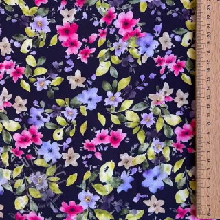 Viskoza RADIANCE Flower Uma navy digital print