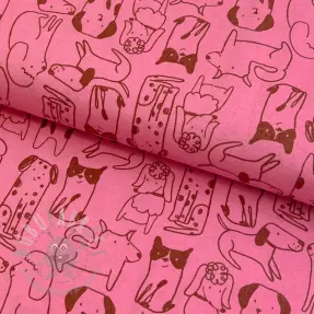 Bombažna tkanina FLANNEL Dogs pink