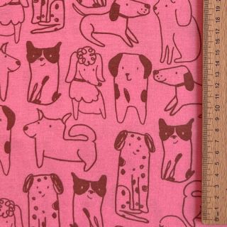 Bombažna tkanina FLANNEL Dogs pink