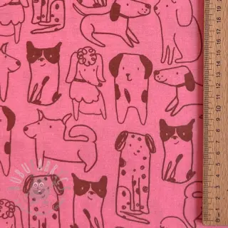 Bombažna tkanina FLANNEL Dogs pink