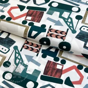 Bombažna tkanina Vehicles off white digital print