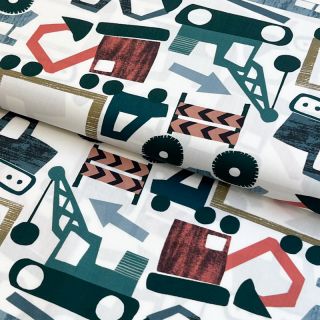 Bombažna tkanina Vehicles off white digital print