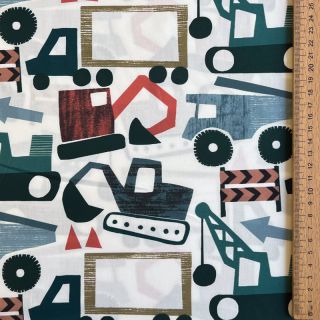 Bombažna tkanina Vehicles off white digital print