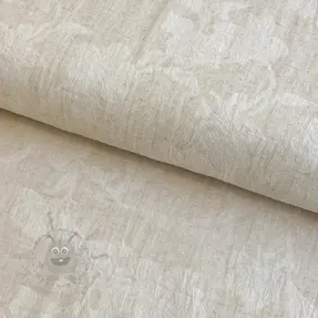 Bombažna tkanina z lanom JACQUARD Flowers natural