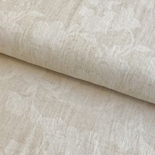 Bombažna tkanina z lanom JACQUARD Flowers natural