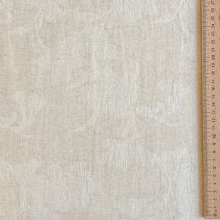 Bombažna tkanina z lanom JACQUARD Flowers natural