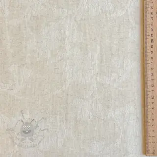 Bombažna tkanina z lanom JACQUARD Flowers natural