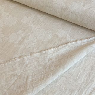 Bombažna tkanina z lanom JACQUARD Flowers natural