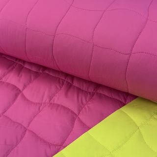 Prešita tkanina Graphic square pink lime