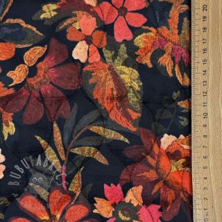 Prešita tkanina VELVET Flower flame orange