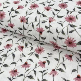 Dvoslojna gaza/muslin Flowers Simone digital print ORGANIC