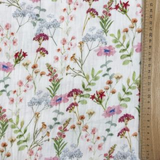 Dvoslojna gaza/muslin Flower Sabrina white digital print