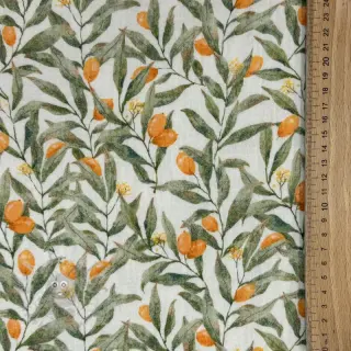 Dvoslojna gaza/muslin Leaves off white digital print