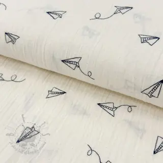 Dvoslojna gaza/muslin EMBROIDERY Paper plane natural