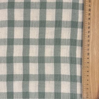 Dvoslojna gaza/muslin LINEN YARN DYED Checks sage natural