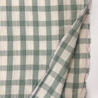 Dvoslojna gaza/muslin LINEN YARN DYED Checks sage natural