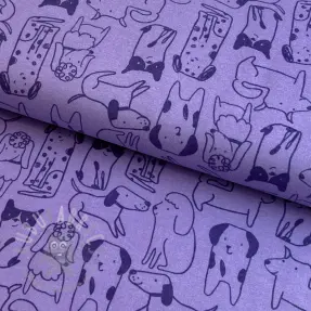 Bombažna tkanina FLANNEL Dogs purple