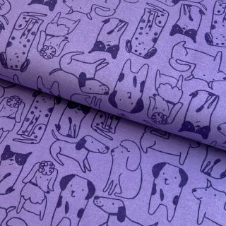 Bombažna tkanina FLANNEL Dogs purple
