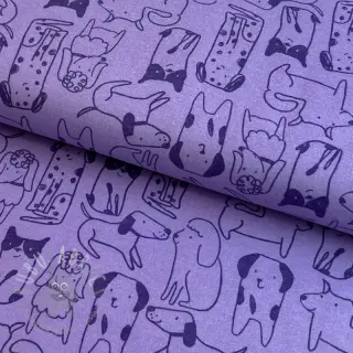 Bombažna tkanina FLANNEL Dogs purple