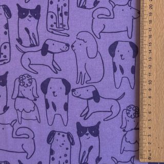 Bombažna tkanina FLANNEL Dogs purple