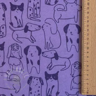 Bombažna tkanina FLANNEL Dogs purple