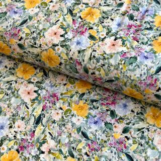 Viskoza z lanom CREPE Flowers Simi digital print