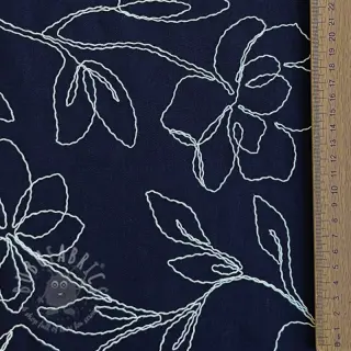 Viskoza z lanom EMBROIDERY Flower Danielle navy