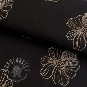 Viskoza z lanom EMBROIDERY Flower Maya black
