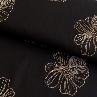 Viskoza z lanom EMBROIDERY Flower Maya black