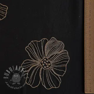 Viskoza z lanom EMBROIDERY Flower Maya black