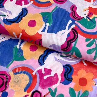 Bombažna tkanina Unicorns multi digital print