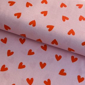 Bombažna tkanina FLANNEL Hearts pink