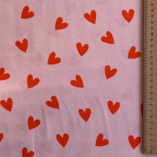 Bombažna tkanina FLANNEL Hearts pink
