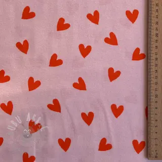 Bombažna tkanina FLANNEL Hearts pink