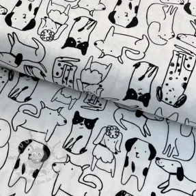 Bombažna tkanina FLANNEL Dogs off white