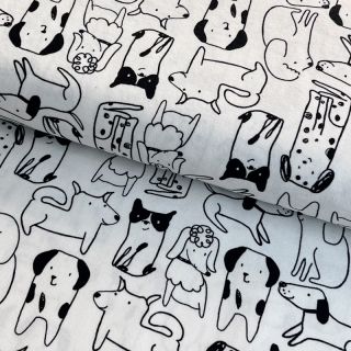 Bombažna tkanina FLANNEL Dogs off white