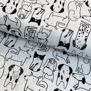 Bombažna tkanina FLANNEL Dogs off white