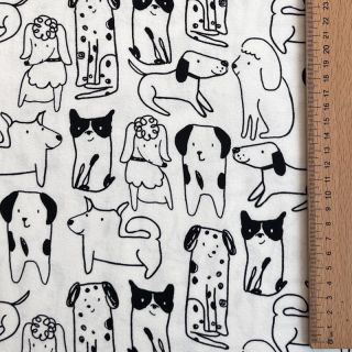 Bombažna tkanina FLANNEL Dogs off white