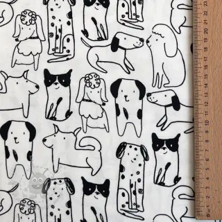 Bombažna tkanina FLANNEL Dogs off white