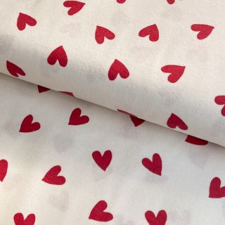 Bombažna tkanina FLANNEL Hearts off white
